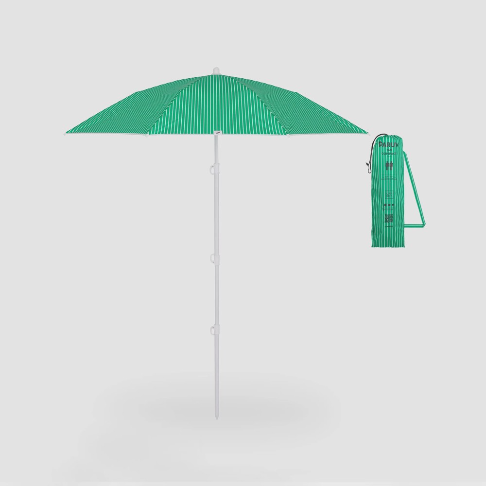 DKT-333279_img01 Sombrilla Playa Paruv Stripes Verde Compacta Anti-UV 2 Plazas - Imagen 1