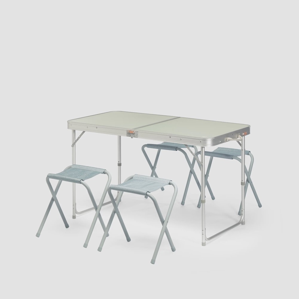 DKT-351273_img01 Mesa plegable de camping, 4 taburetes, 4 a 6 personas, verde - Imagen 1