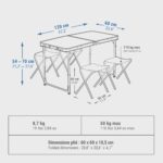 Mesa plegable de camping, 4 taburetes, 4 a 6 personas, verde - Imagen 2