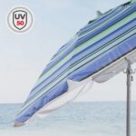 Aktive Sombrilla playa antiviento 210 cm rayas azules con pared y mesa - Imagen 3