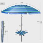 Aktive Sombrilla playa antiviento 210 cm rayas azules con pared y mesa - Imagen 4